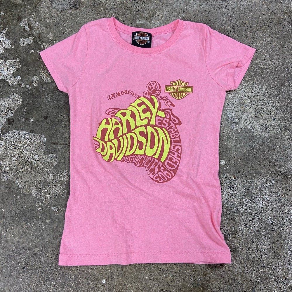 Harley Davidson T-Shirt Girls Size 6/6x Pink Daytona Beach FL Motorcycle Graphic